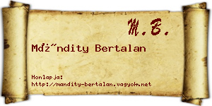 Mándity Bertalan névjegykártya
